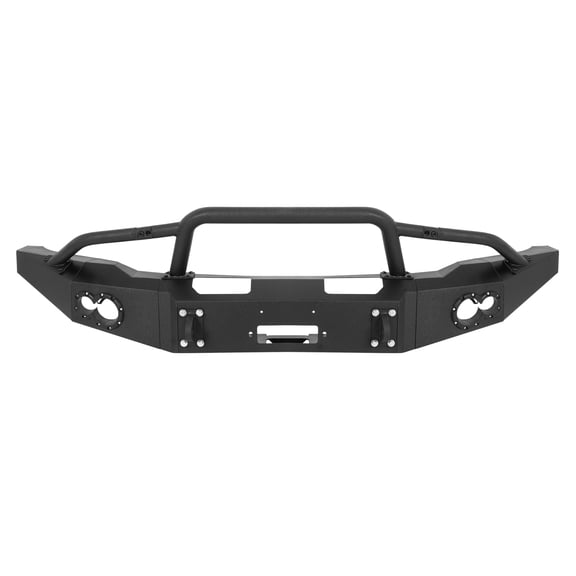 KOJEM Front Bumper Assembly Compatible with 2017-2020 Ford F-150 Raptor W/Winch Plate, Light Holes, Bull Bar, D-Ring Holes Steel Powder Coated Black