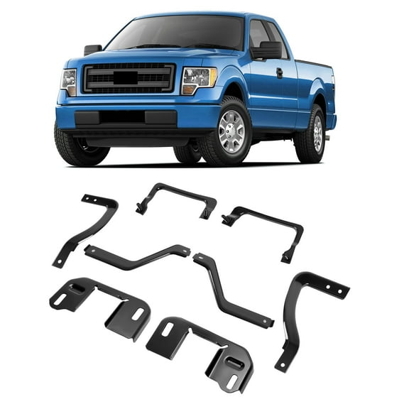 KOJEM Front Bumper Brackets, Fit for 2009-2014 Ford F150, Lincoln Mark LT, 2010 2011 2012 2013, Pickup Bumper Frame Mounting Bracket, Front/Inner/Outer