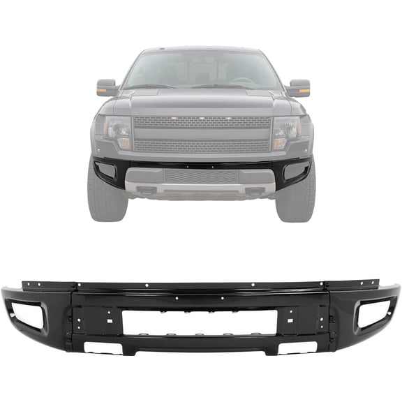KOJEM Front Bumper Cover Compatible with 2011-2014 Ford F-150 SVT Raptor Crew/Extended Cab Replacement for FO1002415 Powder Coated Black Plastic