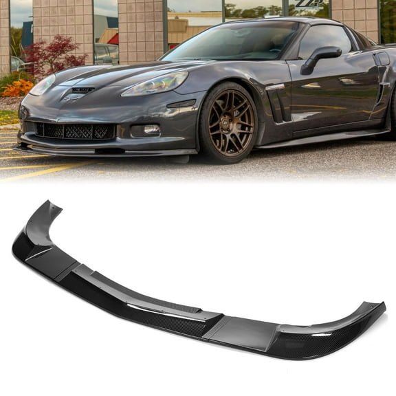 KOJEM Front Bumper Lower Lip Splitter for 05-13 Chevrolet C6 Wide Body Models Carbon Fiber Style