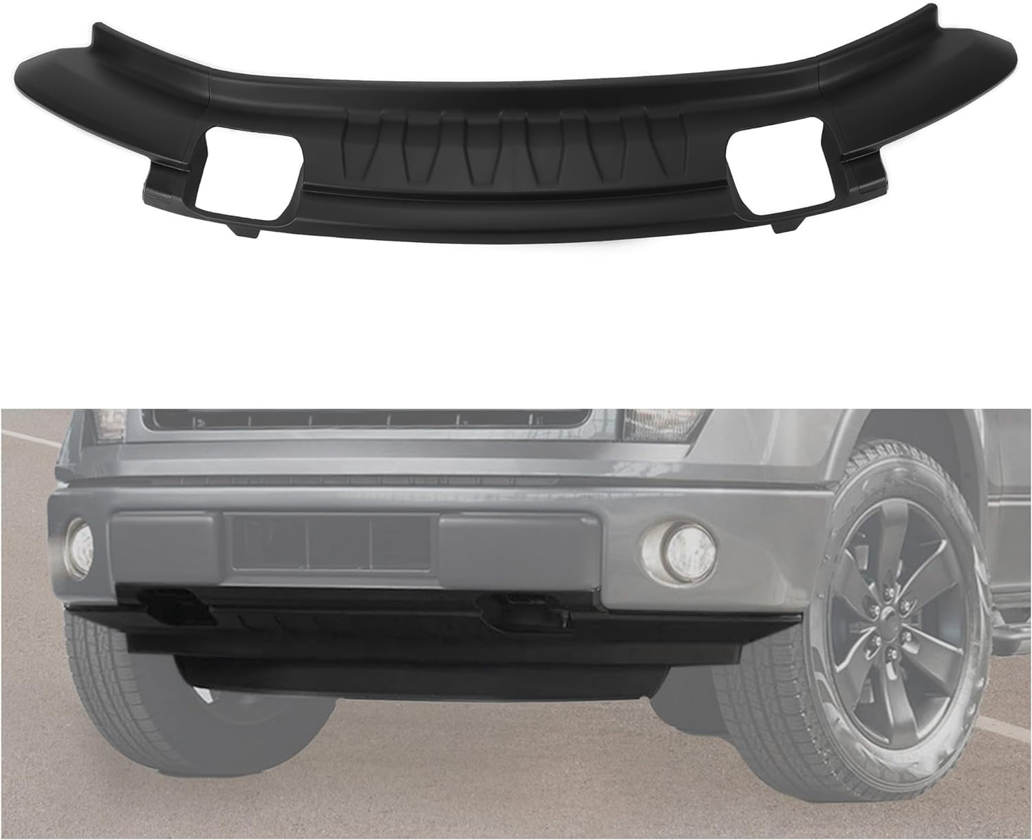 KOJEM Front Bumper Lower Valance for 2009-2014 Ford F150 4WD Replace for 9L3Z17626B FO1095228C with Fog Light Holes Air Dam Deflector Valance Panel