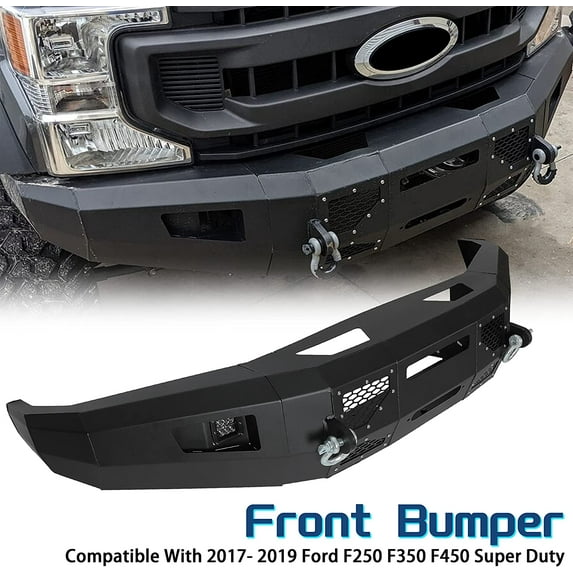KOJEM Front Bumper for 2017-2019 Ford F250 F350 F450 Super Duty w/LED Lights 3 PCS