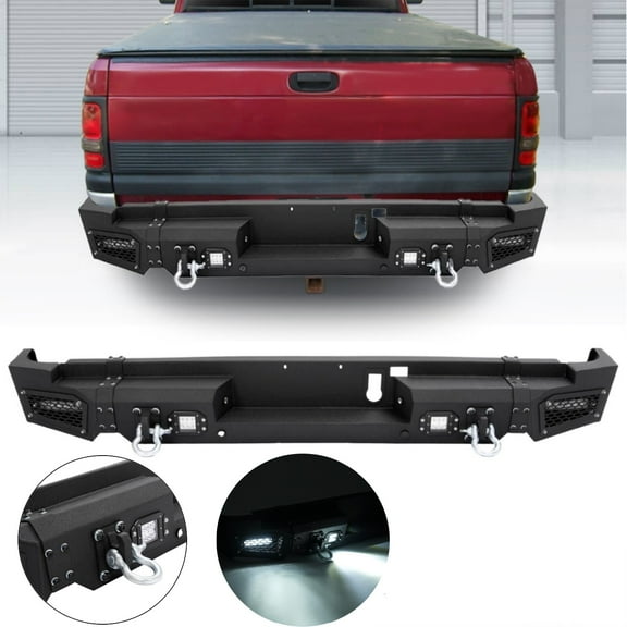 KOJEM Front Bumper Assembly, Fit for 2019-2021 Dodge Ram 1500, with LED Lights Steel Black 2 Packages