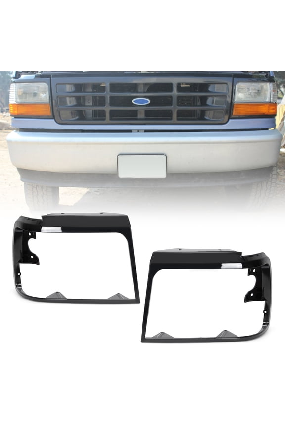 Headlights Bezel Pair Fit for 1992-1996 Bronco/1992-1997 Ford F150 F250 F350 Left & Right Headlight Door Trim LH & RH Set