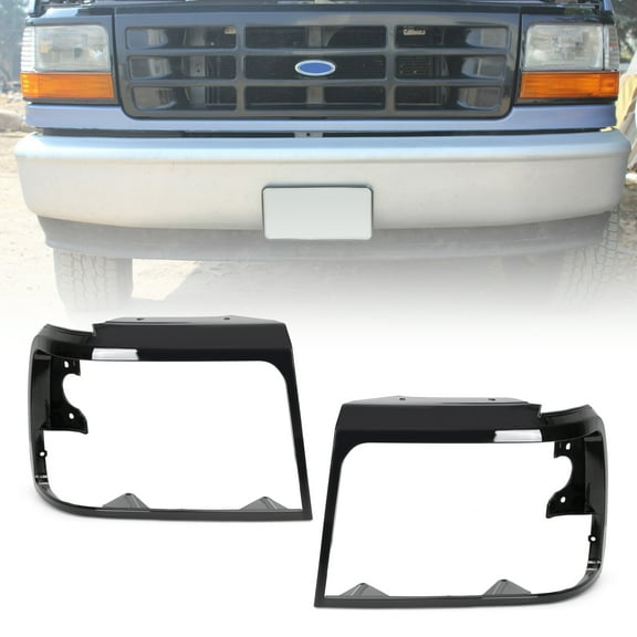 KOJEM Headlights Bezel Pair Fit for 1992-1996 Bronco/1992-1997 Ford F150 F250 F350 Left & Right Headlight Door Trim LH & RH Set