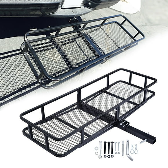 KOJEM Hitch Cargo Carrier Rack,550lbsFit for 2"x2" Hitch Receiver Van SUV Truck Trailer, Folding Rear Luggage Basket, Hitch Mount Cargo Rack