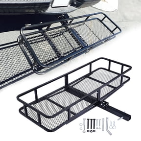 KOJEM Hitch Cargo Carrier Rack,550lbsFit for 2"x2" Hitch Receiver Van SUV Truck Trailer, Folding Rear Luggage Basket, Hitch Mount Cargo Rack