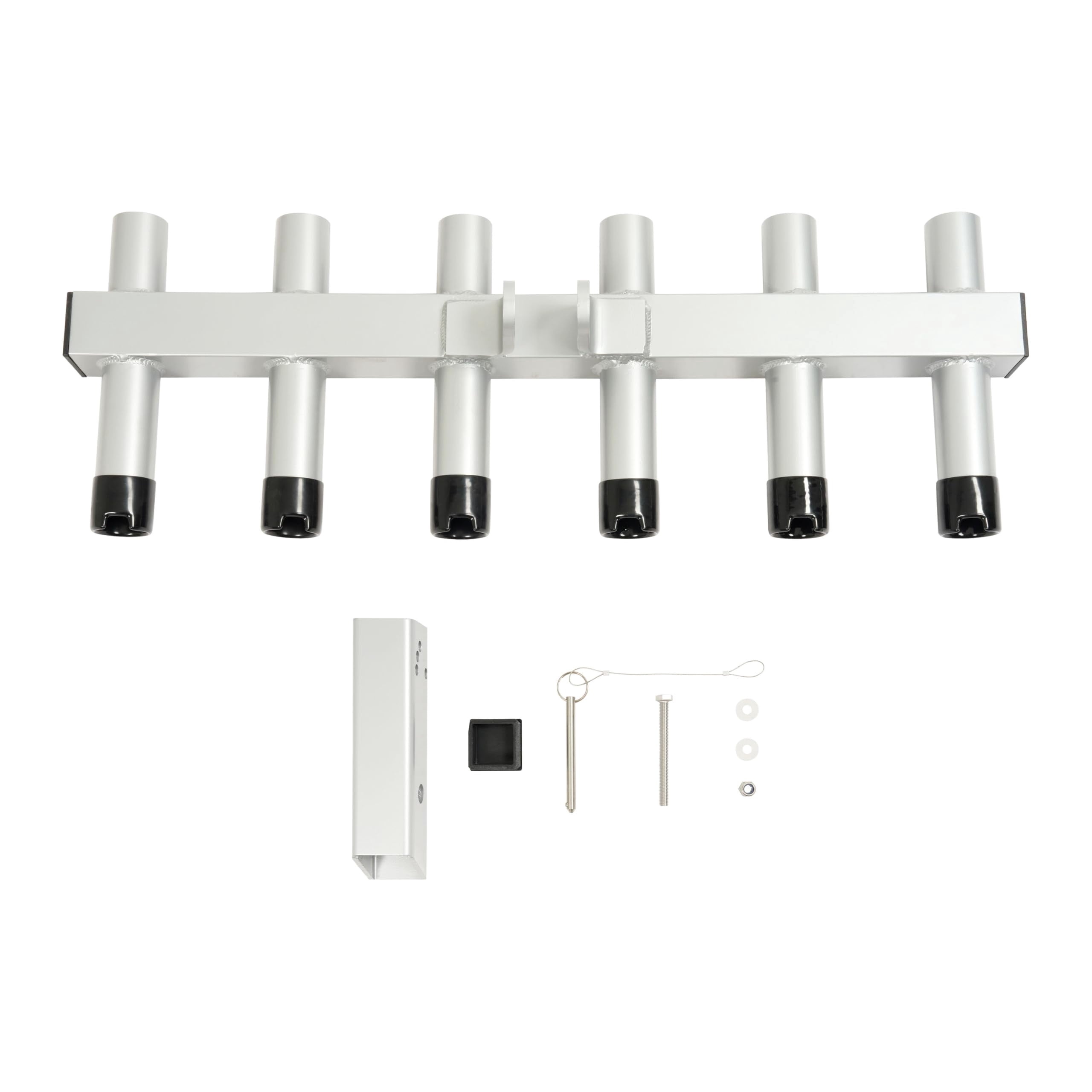 KOJEM Hitch Mount Fishing Rod Holder Aluminium Fishing Pole Rack for Truck  with 6-Rod Tubes Fits 2" Hitch Receiver