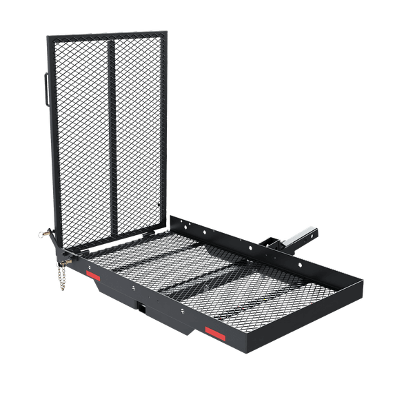 KOJEM Hitch Mount Wheelchair Carrier, Wheelchair Scooter Carrier, Cargo Carrier Rack,Folding Ramp, Hitch Mounted, 500LBS Weight Capacity