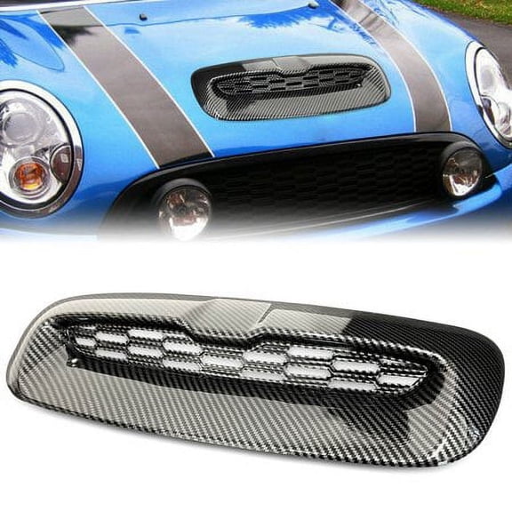 KOJEM Hood Scoop Compatible with 2007-2013 Mini Cooper S R55 R56 R57 R58 R59 Air Intake Vent Carbon Fiber Printing
