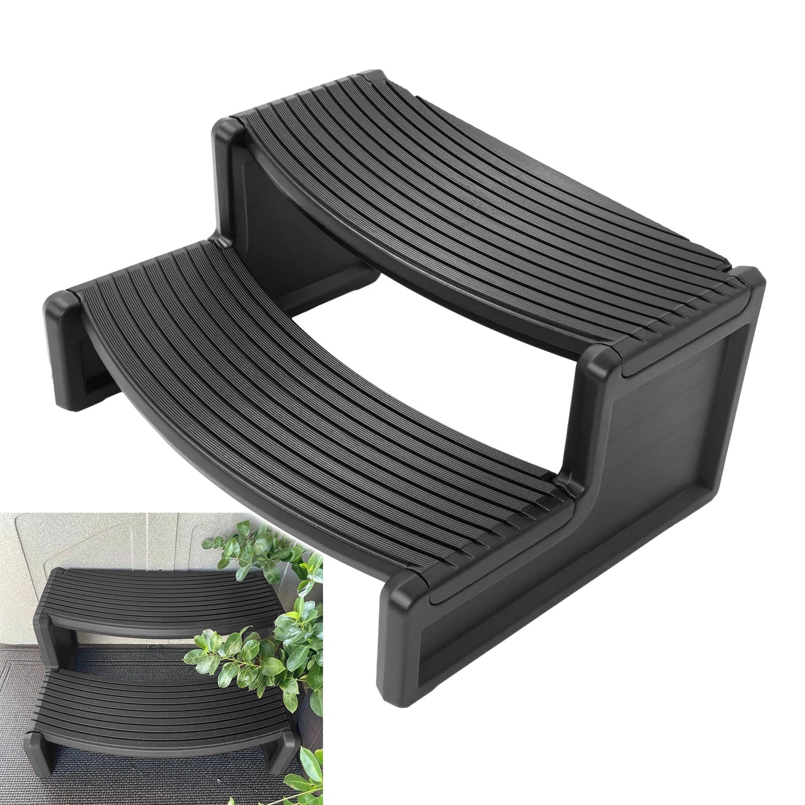Black Resin 2-Step Spa and Hot Tub Stairs