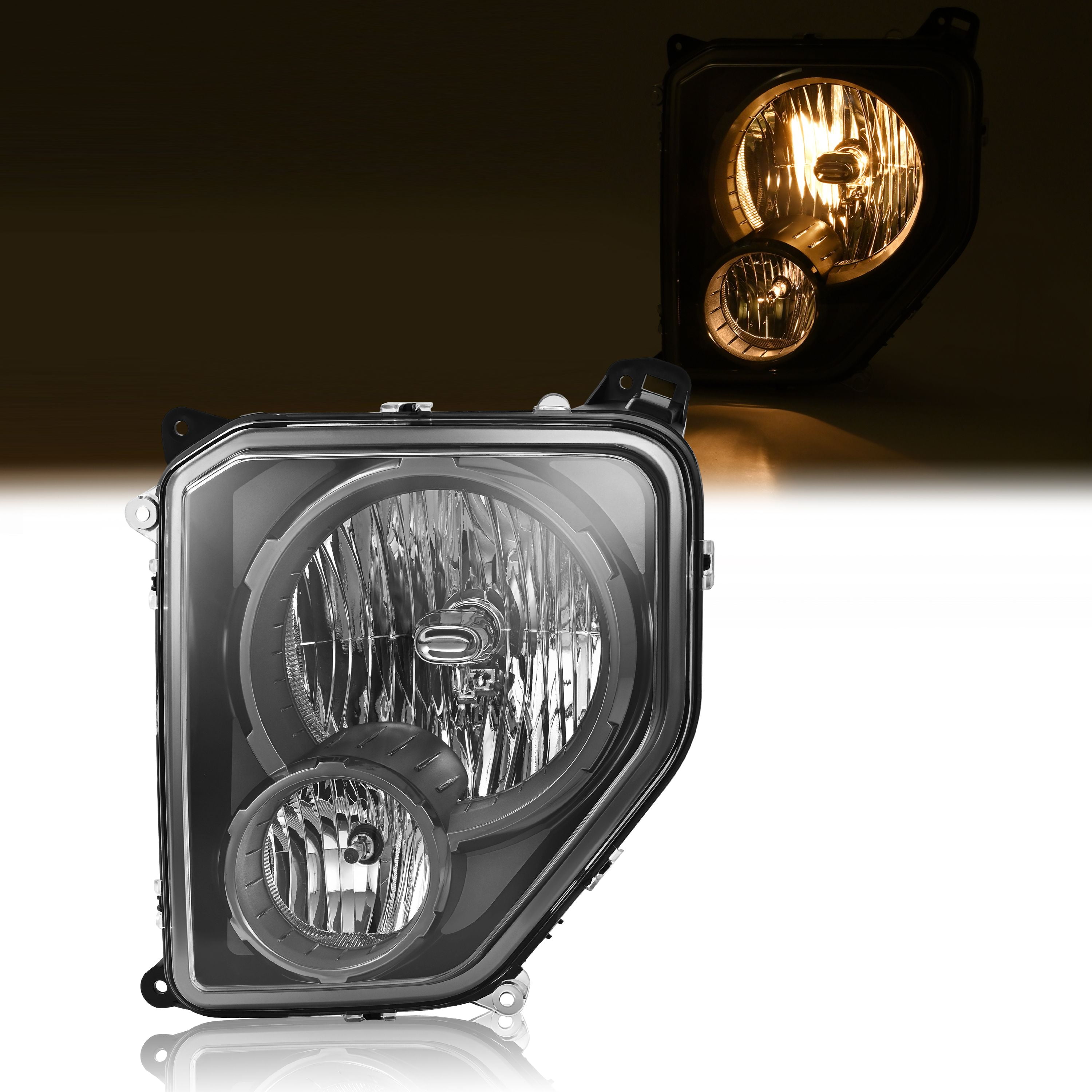 KOJEM Left Projector Headlight Compatible with 2008-2012 Jeep Liberty Headlamp Front Lamp Clear Lens Black Housing Driver Side