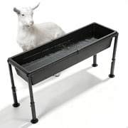 KOJEM Livestock Feeder Water Trough 42" Long 11 Gallon with Adjustable Stand for Feeding Farm Livestock Sheep Horses Chickens Pigs and Cattle Steel+Plastic Powder Coated
