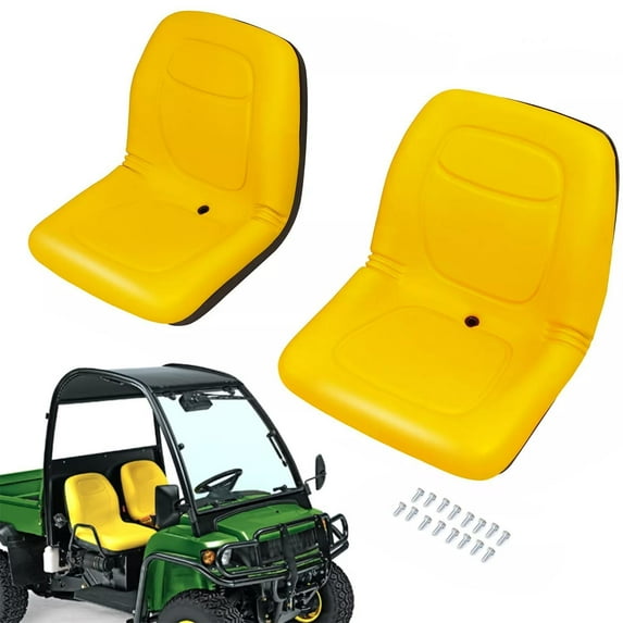 KOJEM Pair High Back Seats Compatible with John Deere Gator XUV 850D 620I TX 4X2 Turf TX 4X2 4X2 HPX F735 F725 F710 GX355 GX345 Replacement for VG11696 Yellow