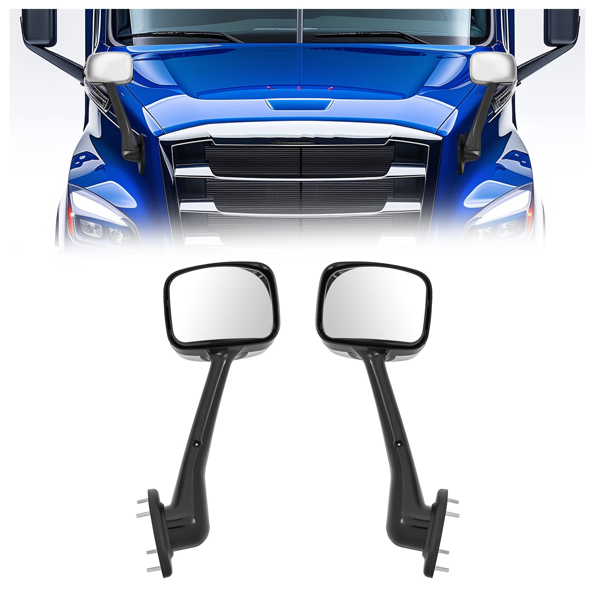 KOJEM Pair Hood Mirror Compatible with 2008-2017 Freightliner Cascadia Pair Hood Mirrors Cap Cover Trucks Pickup Manual Hood Mirror Driver Left and Passenger Side Pair