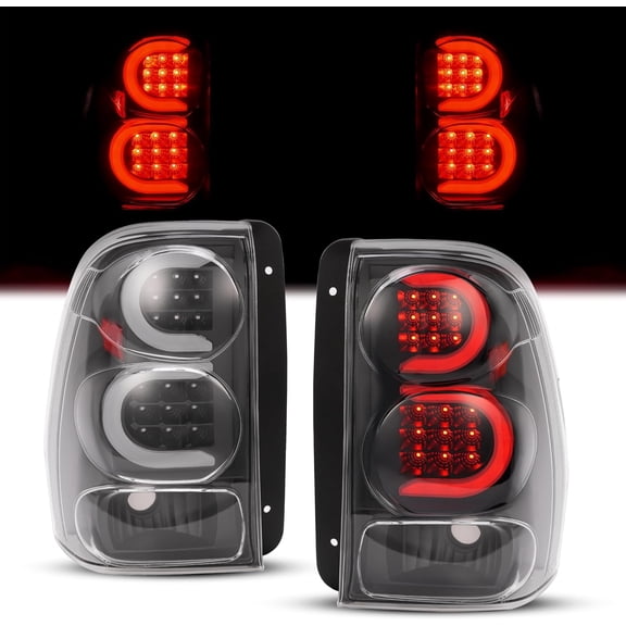 KOJEM Pair LED Tail Lights Compatible with 2002-2009 Chevy Chevrolet Trailblazer Base/LS/LT/LTZ/SS/EXT LS/EXT LT/North Face/EXT North Face Rear Brake Lamp LH&RH - Clear Lens Black Housing