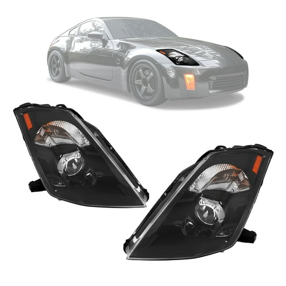 KOJEM Pair Projector Headlight Compatible with 2003-2009 Nissan 350Z Factory Xenon Models Only Front Lamp Headlamp Turn Signal LED Position Light Clear Lens