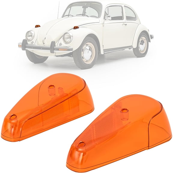 KOJEM Pair Turn Signal Light Lens Compatible with 1970-1979 VW BUG Volkswagen Super Beetle Thing Front Turn Signal Lamp Lens Amber Lens Plastic (PC) - Driver & Passenger Side