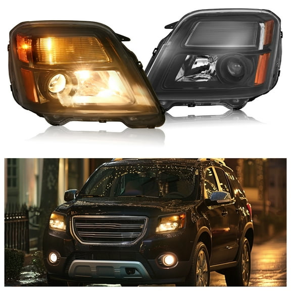 KOJEM Projector Headlight Compatible with 2010-2015 GMC Terrain Headlamp Front Lamp Clear Lens+Black Housing