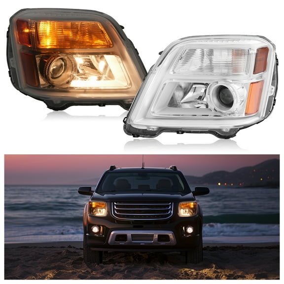 KOJEM Projector Headlight Compatible with 2010-2015 GMC Terrain Headlamp Front Lamp Clear Lens+Chrome Housing