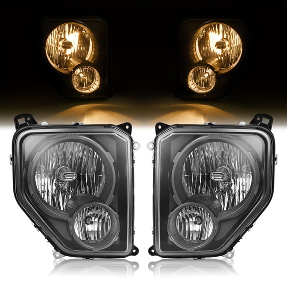 KOJEM Projector Headlights Compatible with 2008-2012 Jeep Liberty Headlamp Front Lamp Clear Lens Black Housing Driver Passenger Side