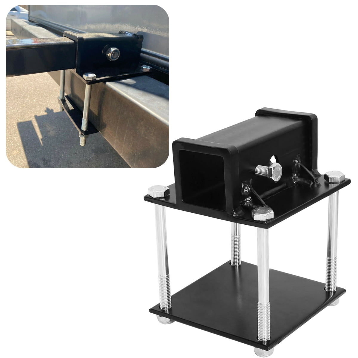 KOJEM RV Bumper Receiver Adapter 2" Trailer Hitch Square Bumper Mount