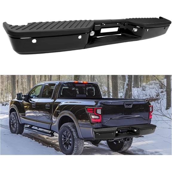 KOJEM Rear Bumper Assembly Compatible with 2004-2015 Nissan Titan All Cab Types Assembly NI1103110 Steel & Plastic Black Powder Coated
