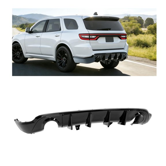 KOJEM Rear Bumper Diffuser Compatible with 2011-2022 Dodge Durango R/T SRT Lower Bumper Diffuser Lip Splitter Spoiler Plastic(PP) Painted Glossy Black