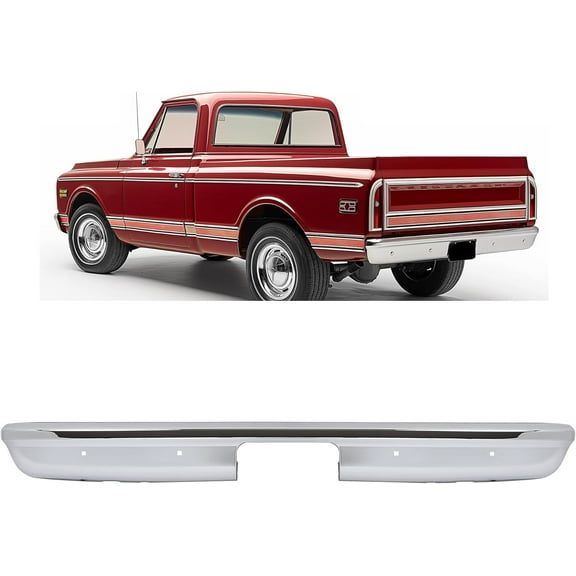 KOJEM Rear Bumper face bar Compatible with 1967-1972 Chevy Chevrolet C10/C20/C30/K10/K20/K30 & GMC C15/C1500/C2500/C3500 Pickup Base Replace for 3885614 GM1102390