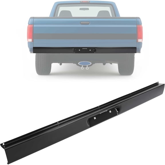 KOJEM Rear Roll Pan Compatible with 1987-1996 Ford F150 Styleside/Fleetside Bed W/LED License Light and Plate Box Bumper Rollpan Face Bar Steel Black