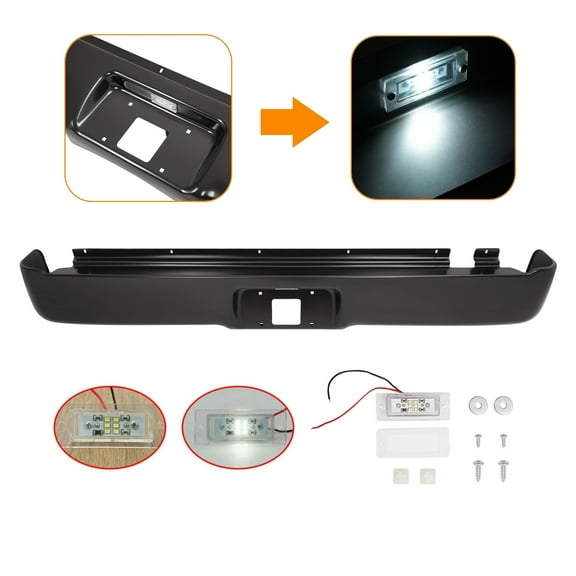 KOJEM Rear Roll Pan Fit for Ford F150 2004-2014, w/ License Plate Light, Electrophoresis