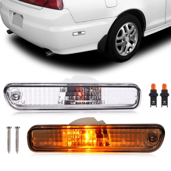 KOJEM Rear Side Marker Light Compatible with 1992-2002 Honda Accord Coupe/Sedan/Prelude Bumper Marker Lamp Driver & Passenger Side Clear Lens