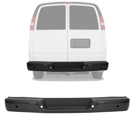 KOJEM Rear Step Bumper Assembly Compatible with 1996-2024 Chevy Chevrolet Express & GMC Savana 1500 2500 3500 GM1103143 84361129 25962250 W/Sensor Hol