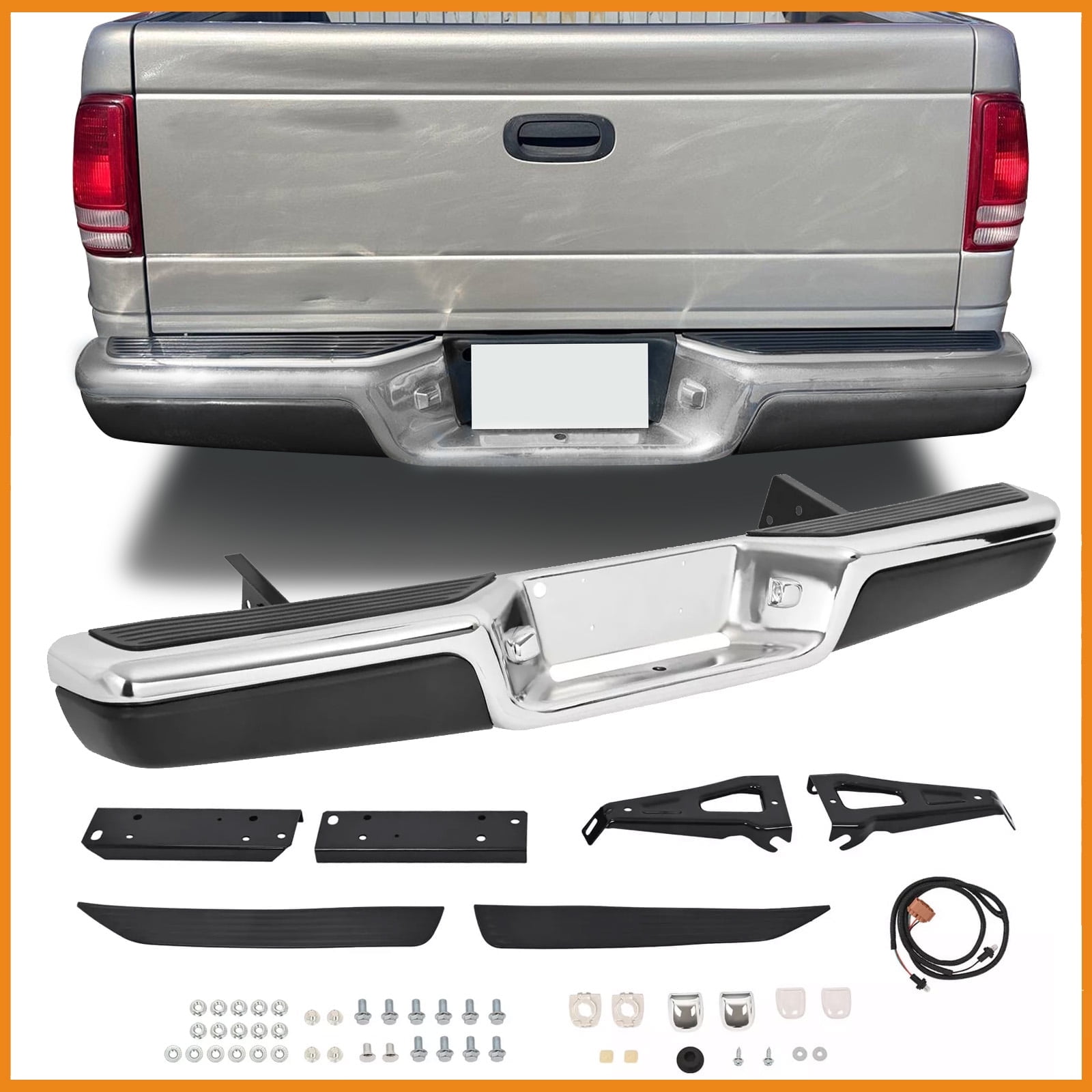 KOJEM Rear Step Bumper Assembly, Fit For 1997-2004 Dodge Dakota With