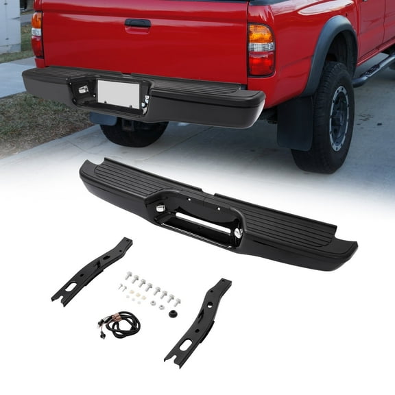 KOJEM Rear Step Bumper, Fit for 1995-2004 Toyota Tacoma, Black Powder Coated
