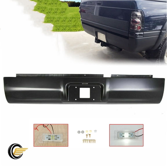 KOJEM Roll Pan Fit for 1994-2002 Dodge Ram 1500 2500 3500 W/License Plate Holder LED Light