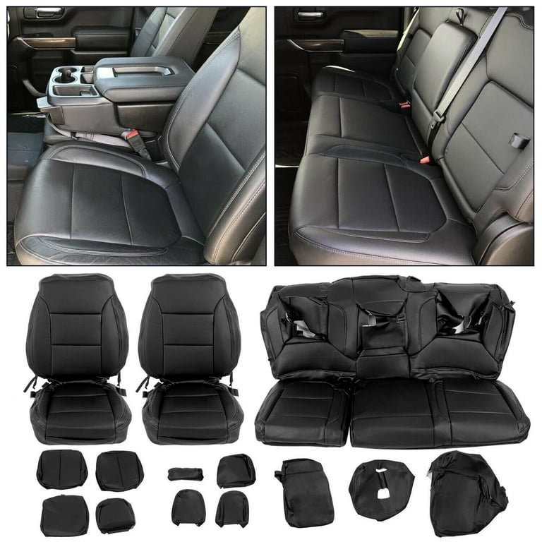 Full Set Leather Car Seat Cover 5 Pieces for 07-22 Silverado and