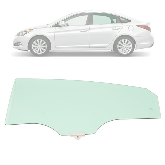 KOJEM Side Door Glass Compatible with 2011-2014 Hyundai Sonata & 2011-2015 Hyundai Sonata Hybrid - Tempered Light Green Glass - Driver Side Left Rear Door Window Replacement