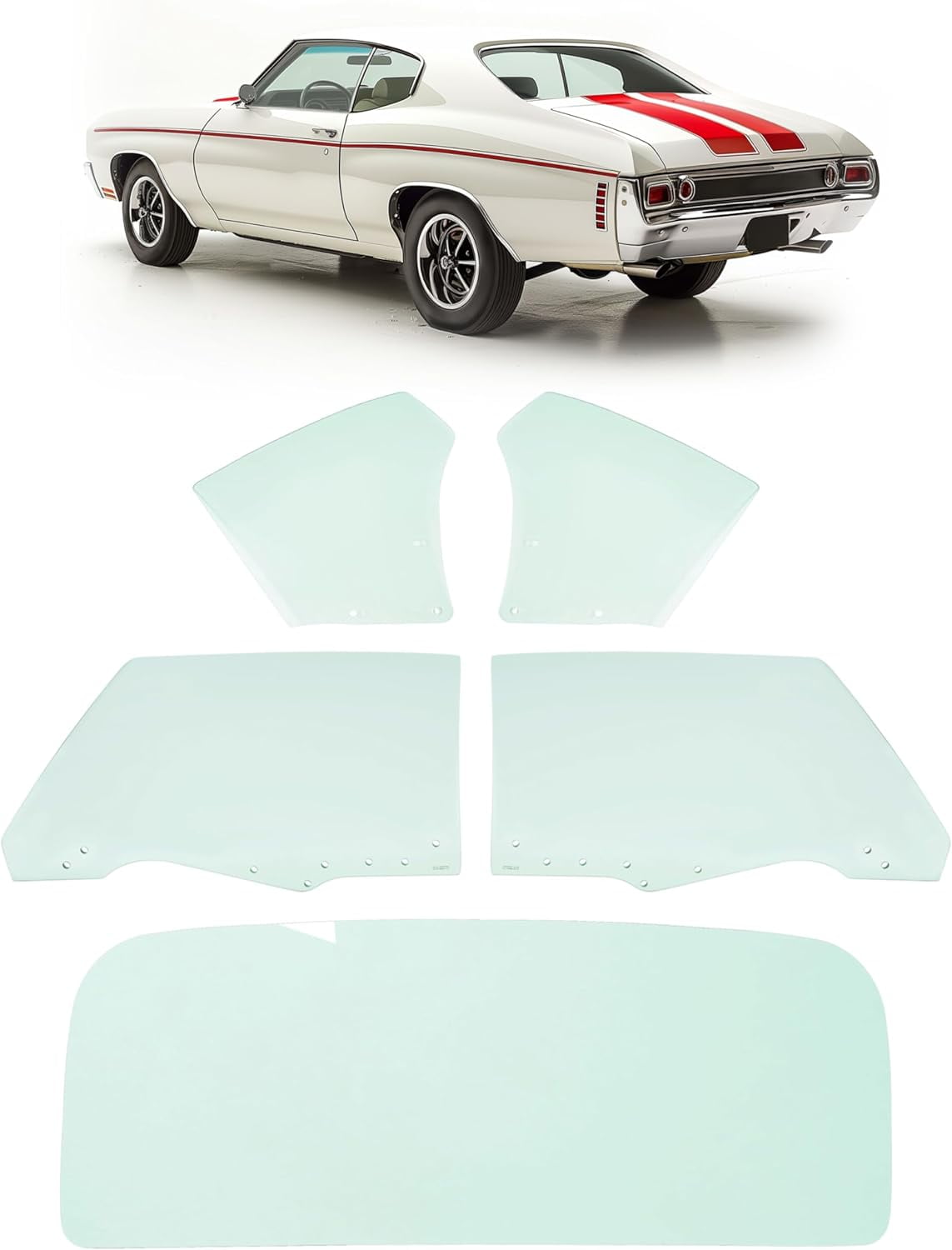 KOJEM Side & Rear Door Window Glass Compatible with 1970-1972 Chevy ...