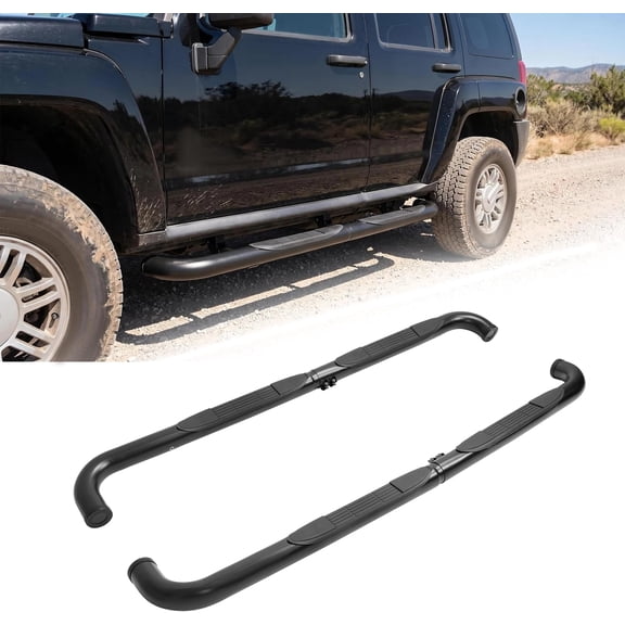 KOJEM Side Step Compatible with 2006-2010 Hummer H3 Black Steel Plastic