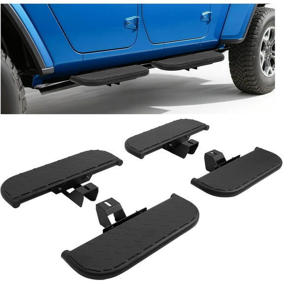 KOJEM Side Steps Compatible with 2020-2023 Jeep Gladiator JT & Wrangler 4 Door, High-Strength Running Boards, Steel Step Bars, Powder-Coated 4-Piece Set