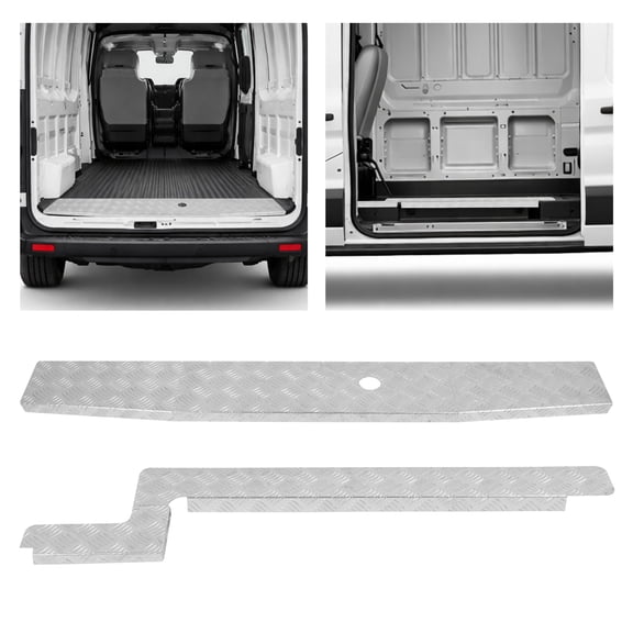 KOJEM Sill Plates Side and Rear Aluminium Door Scuff Plate Compatible with Ford Transit 148 130 WB Extended Diamond Plate Door Step