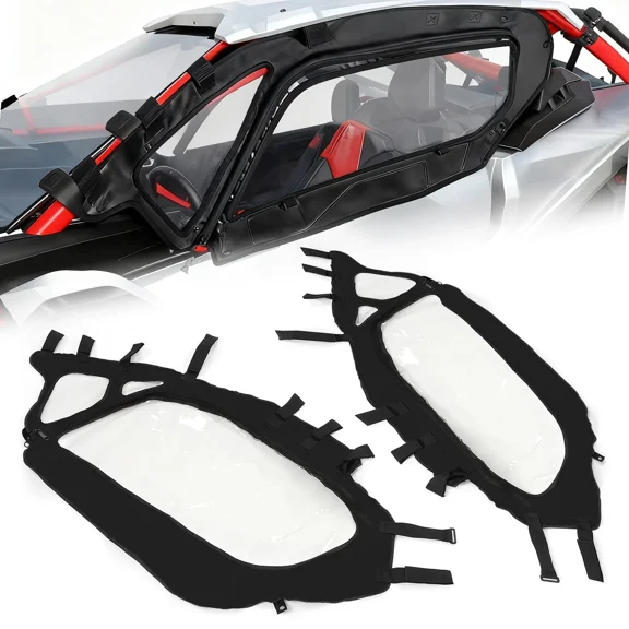 KOJEM Soft Upper Door Compatible with 2017-2023 Can-Am Maverick X3 2-Seat Models UTV Sailcloth Vinyl & Plastic Black