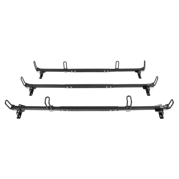 KOJEM Steel 3 Bars Van Roof Rack,750LBS Cargo Ladder Rack Compatible with Nissan NV Cargo Van High Roof Adjustable Length 65" Height 11" Not for NV200 Black