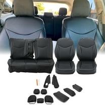KOJEM Synthetic Leather Seat Covers for 2010-2015 2011 2012 2013 2014 Toyota Prius, Black Front & Rear