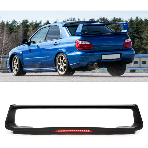 KOJEM Trunk Spoiler & Brake Light Compatible with 2002-2007 Subaru Impreza WRX Sedan 4-Door Plastic Painted Matte Black