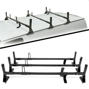 KOJEM Universal Van Ladder Rack, Full-Size Roof Rack Steel Cross Members, Fit for Chevrolet Express Ford E-Series GMC Savana 3 Bars