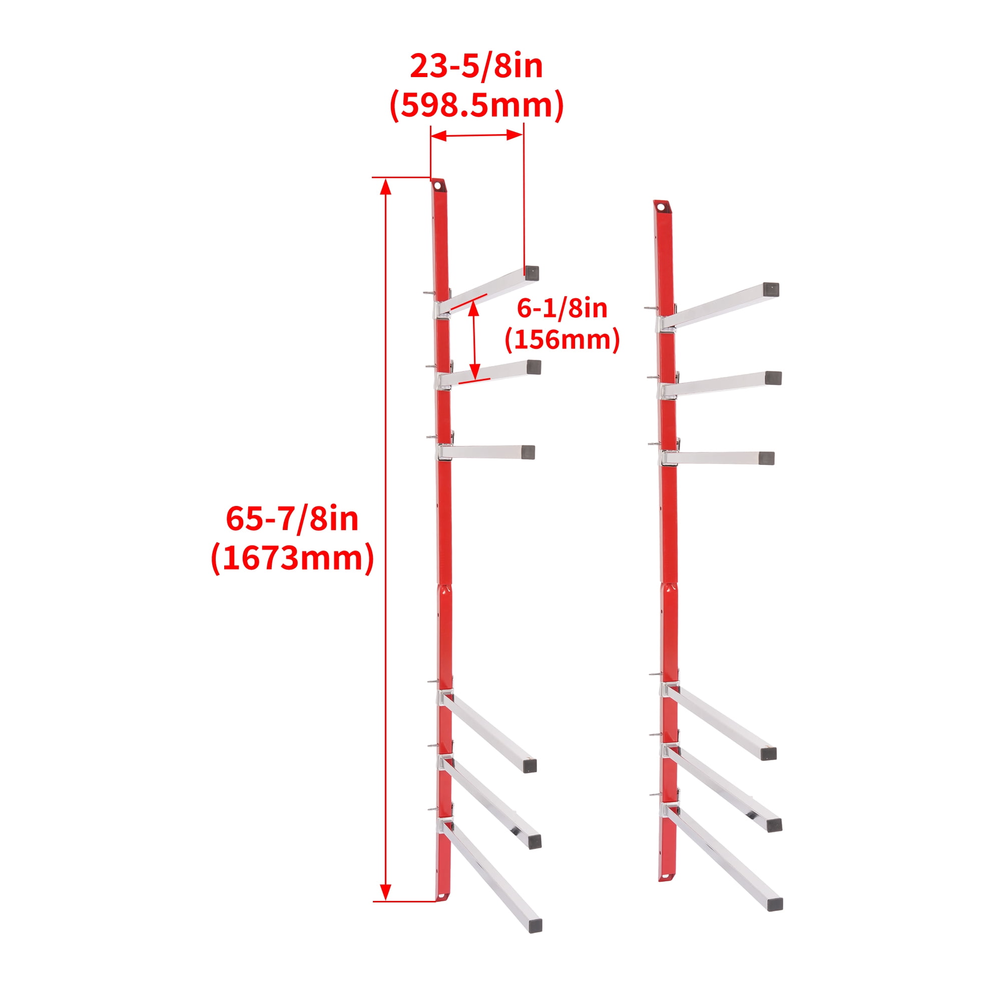 KOJEM Upgrade Wall Mounted Bumper Storage Rack Flexible Removable Arms ...