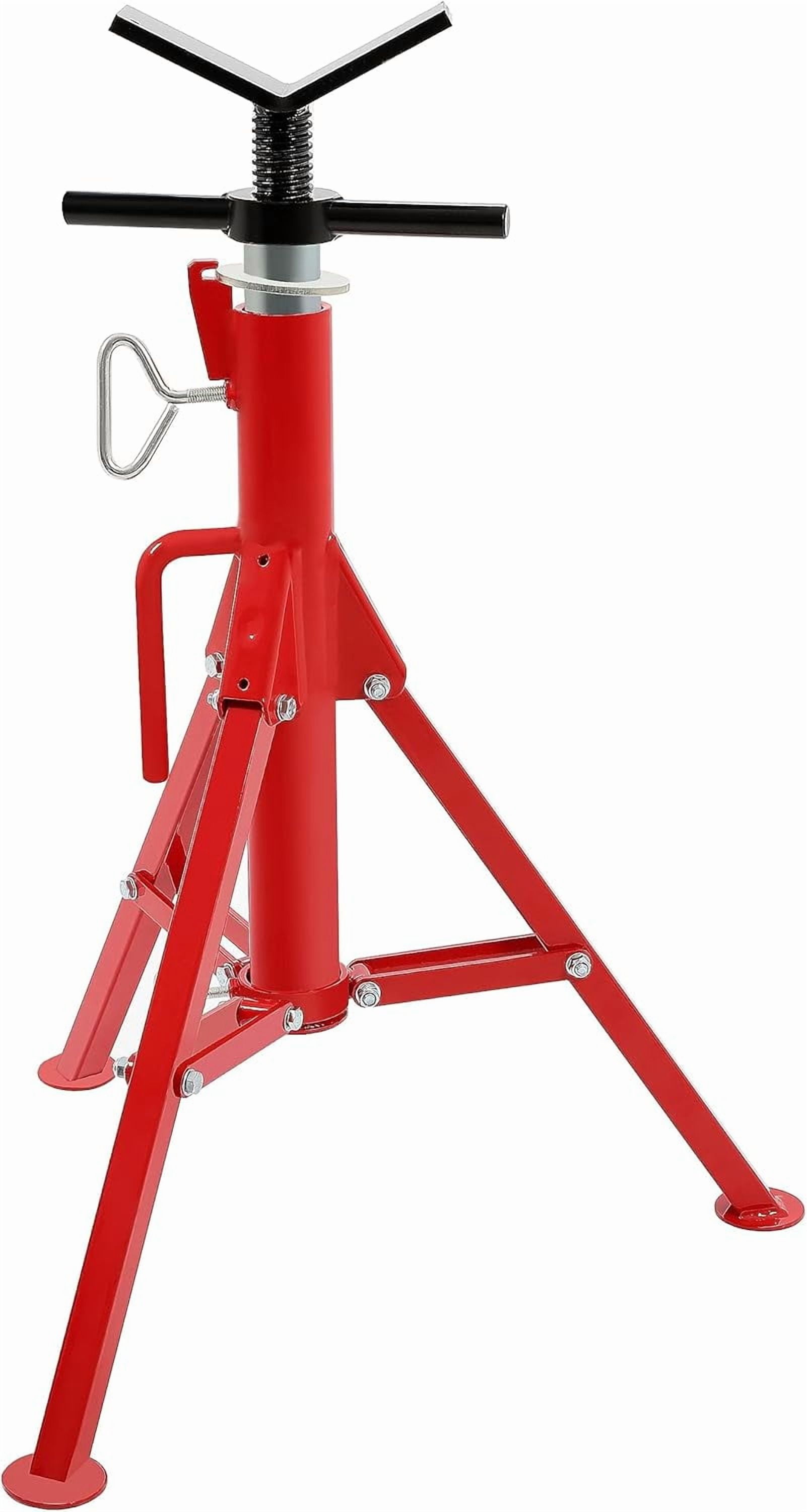 KOJEM V-Head Jack Stand Adjustable Height 28"-52" Folding Pipe Stand 2500 lbs Load Capacity Portable Steel Stability Stand