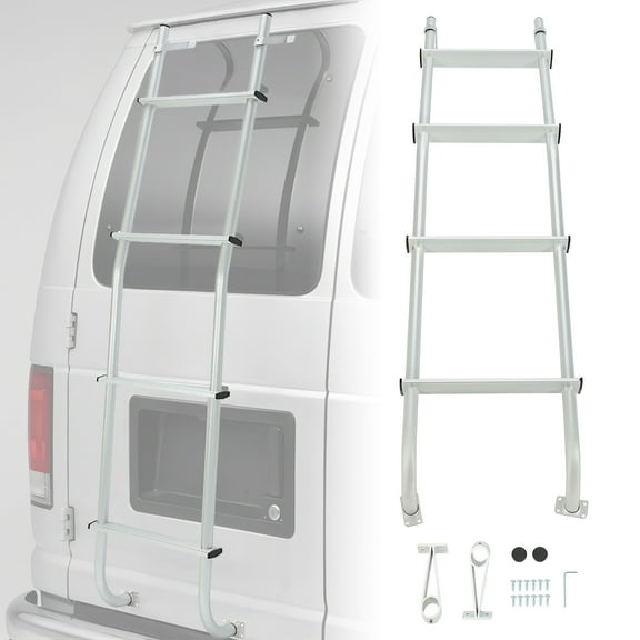 KOJEM Van Ladder With Hooks For Ford Vans for All Ford E-Series Chevy GMC Van Hook Ladder